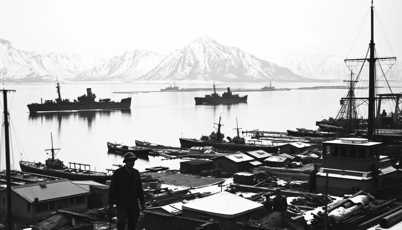 Zniszczony port w Narwiku po bitwie w 1940 roku, zapomniane bitwy II wojny światowej