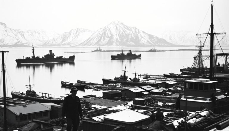 Zniszczony port w Narwiku po bitwie w 1940 roku, zapomniane bitwy II wojny światowej